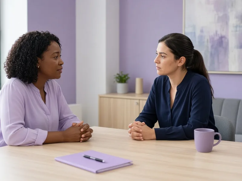 HR adviser in a one-to-one conversation with an employee