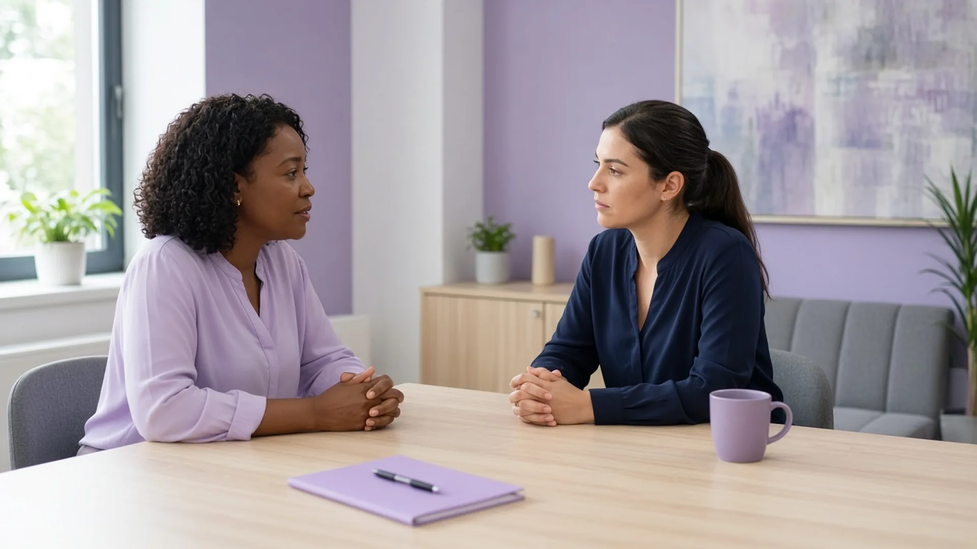 HR adviser in a one-to-one conversation with an employee