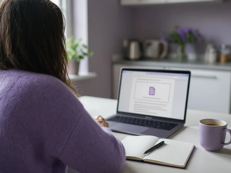 Person uploading their CV on a laptop at a kitchen table