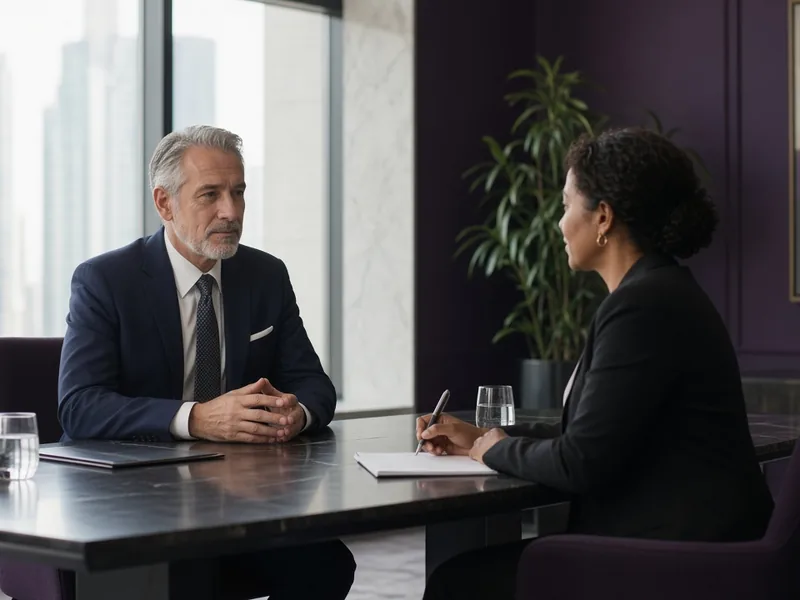 Senior executive in a discussion with an executive search consultant